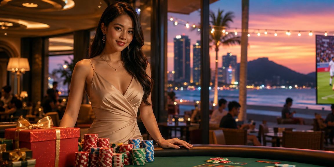 Khung cảnh casino bên bờ biển Đà Nẵng với người chơi tập trung