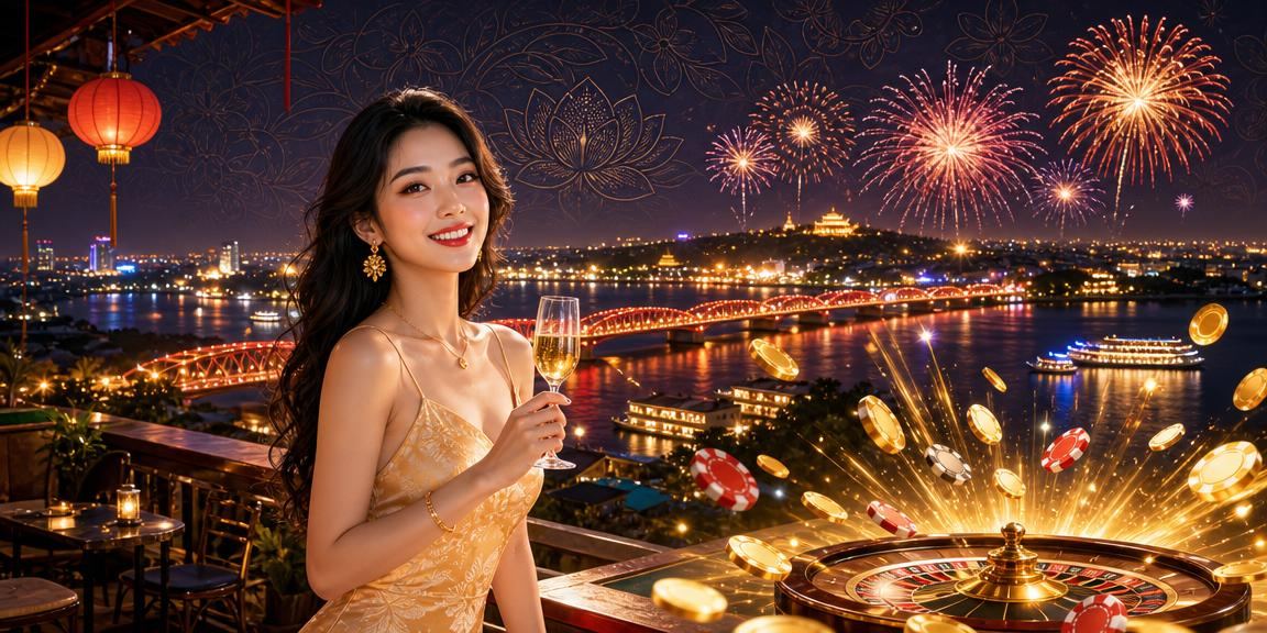 Người chơi thưởng thức slot game tại chợ đêm Huế